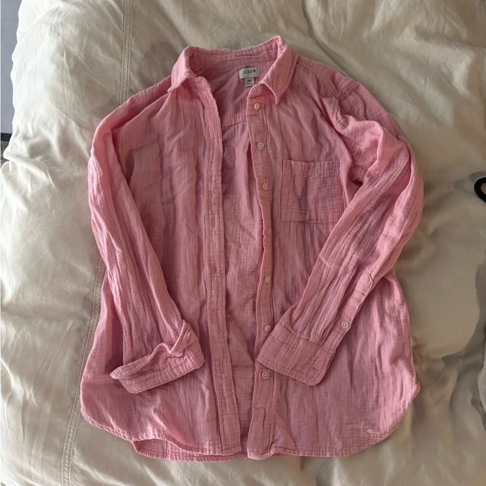 J. Crew Soft Pink Gauze Button-Down Shirt